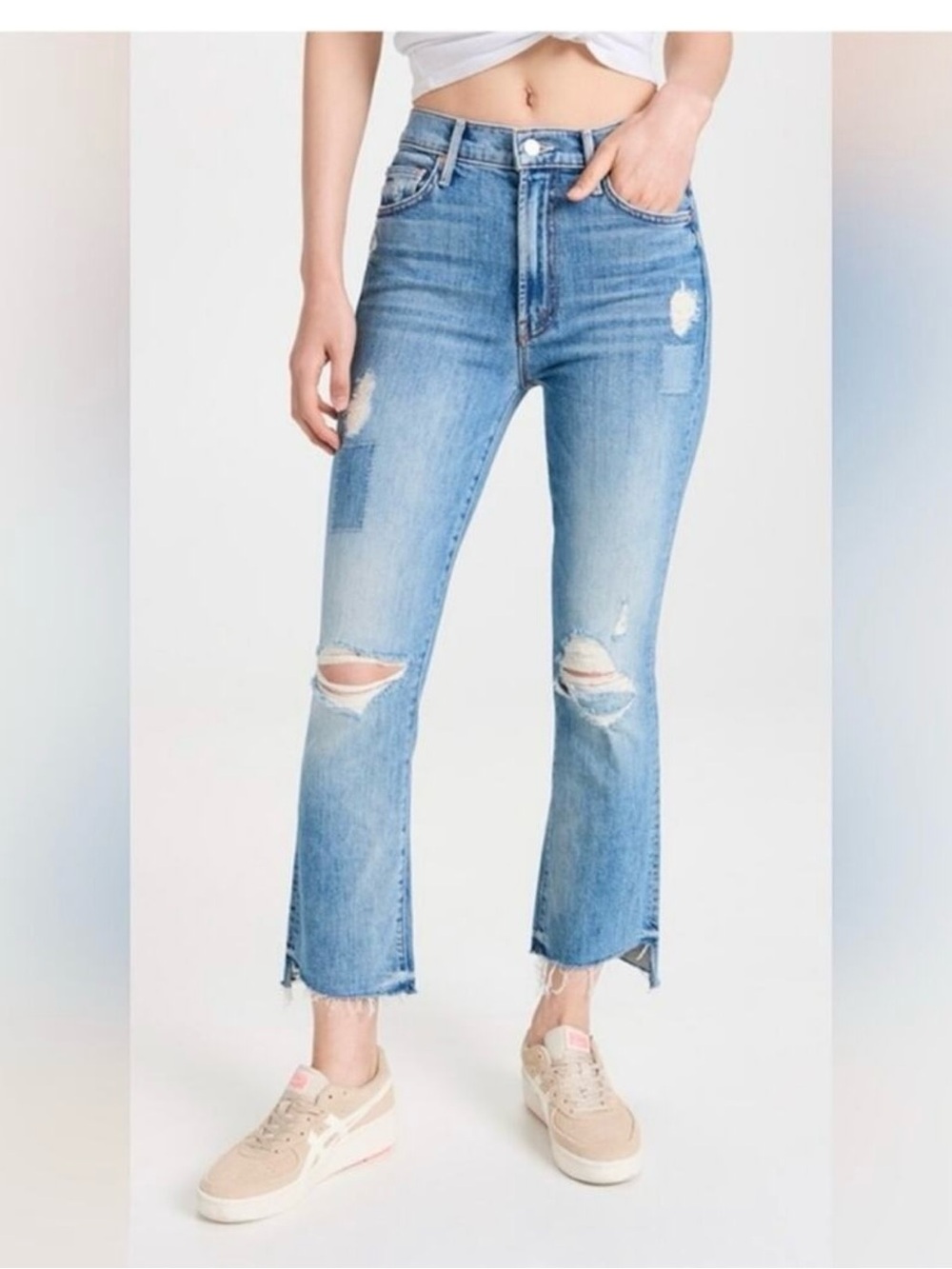 MOTHER Insider Crop Step Fray We Are Castaways High Rise Distressed Jeans Sz 26